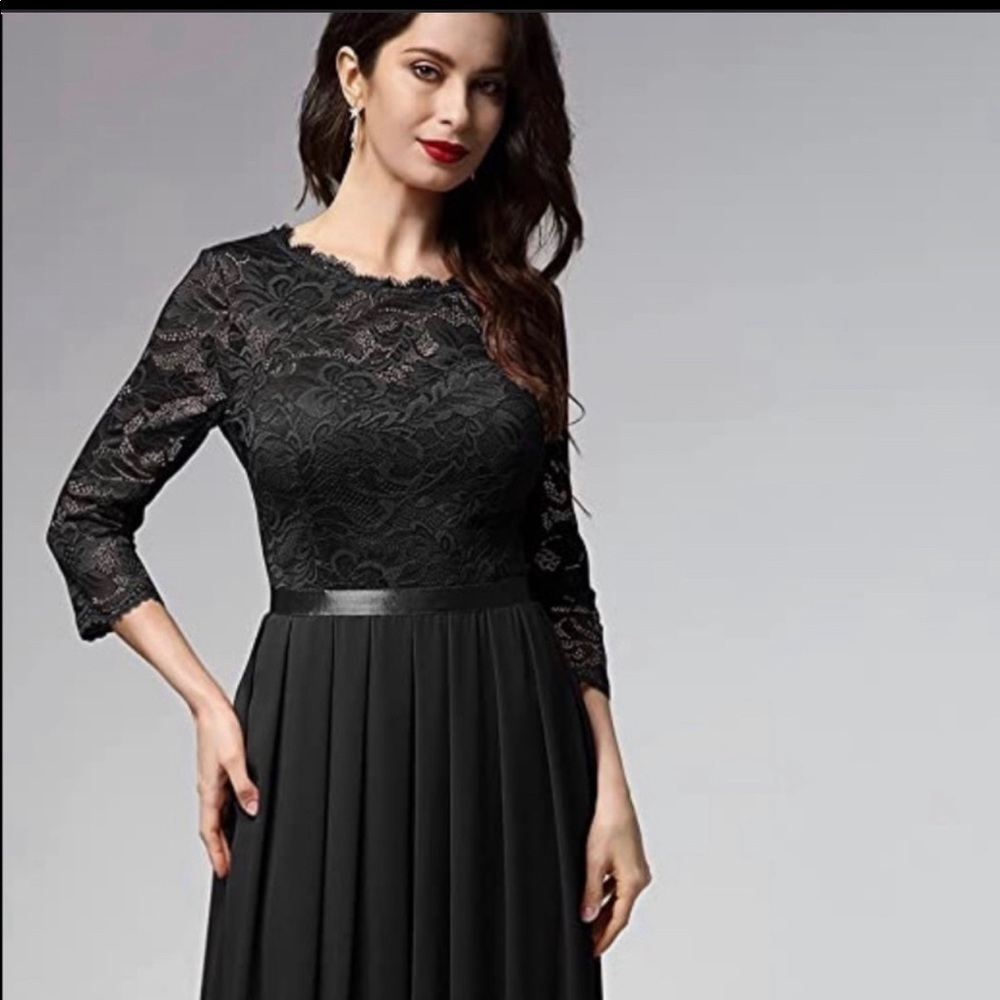 𝅺MIUSOL size small black lace dress with chiffon bottom